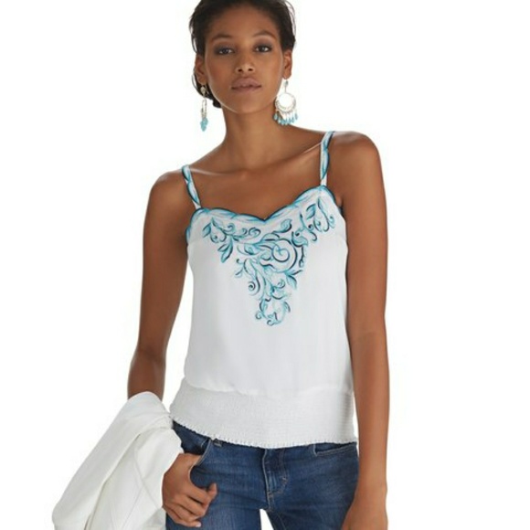 White House Black Market Tops - WHBM Scalloped Embroidered Cami